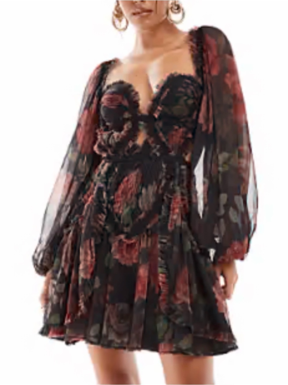 ASOS Black Mini Dress with Red Floral Print